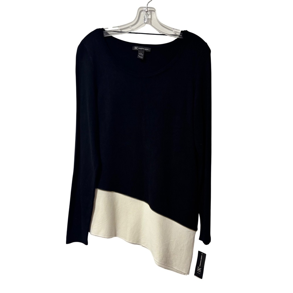 INC International Concepts Black‎ White Asymmetrical Tunic Sweater XL NEW